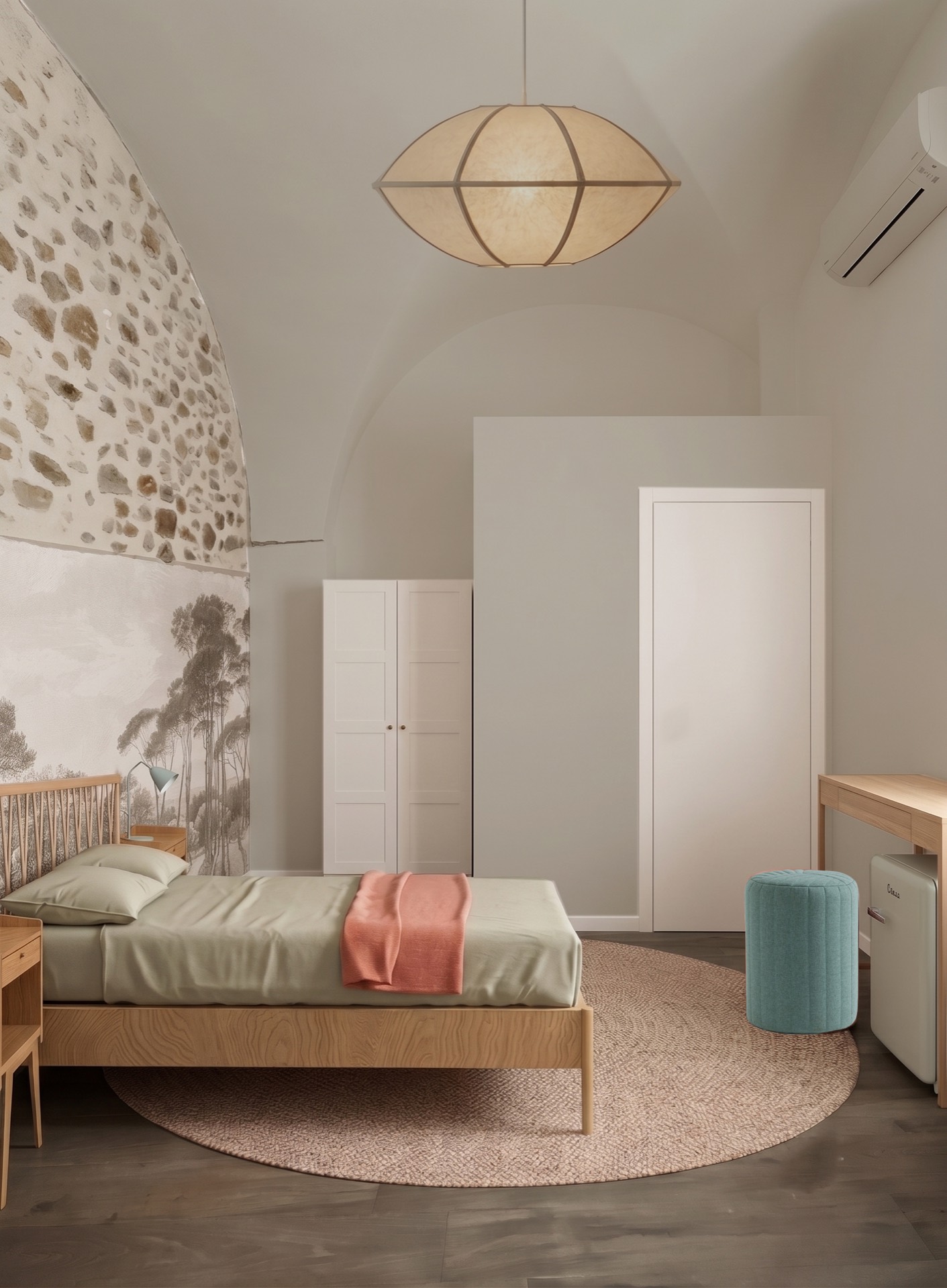 Dettaglio d'interno con arco in pietra